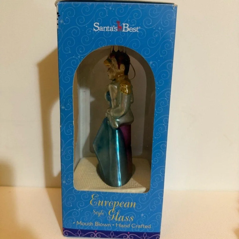Walt Disney Cinderella & Prince European Glass Blown Christmas Ornament 6.5